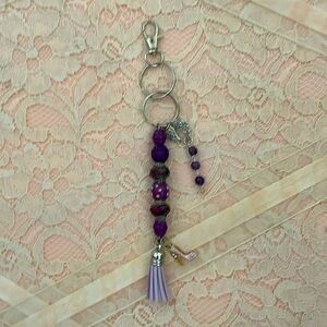 Amethyst Crystal Travel Hugs Keychains Car Hangers Purse Charms